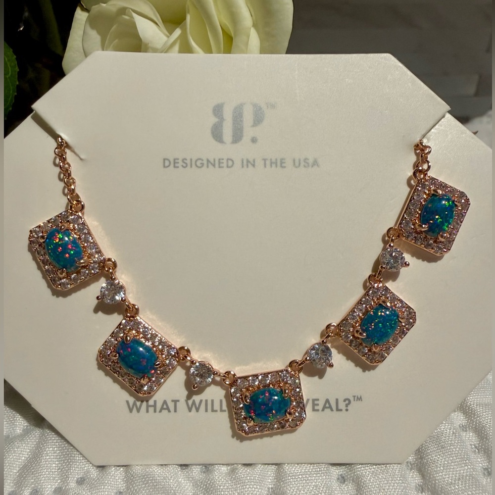 Bomb Party -  Lab Created Blue Opal on Rose Gold